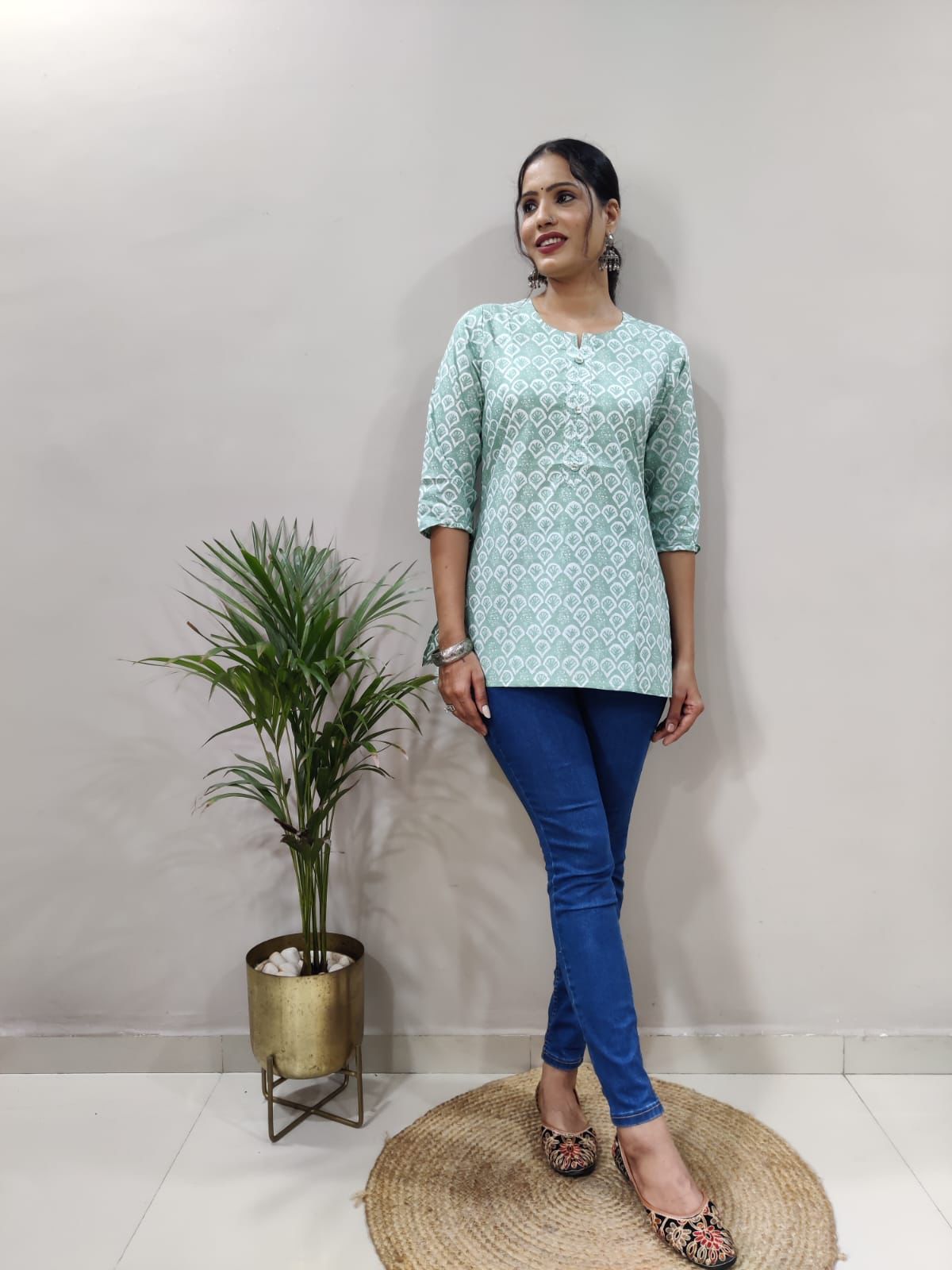 Mann Regular Wear Cotton Short Printed Kurtis Catalog